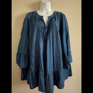 New Directions Chambray Baby Doll shirt